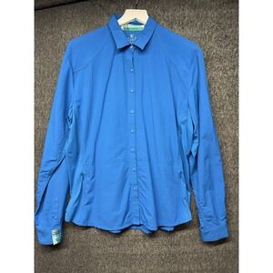 Kuhl Shirt Mens XL Blue Nylon Button Up Long Sleeve Hiking Zip Pockets Outdoor